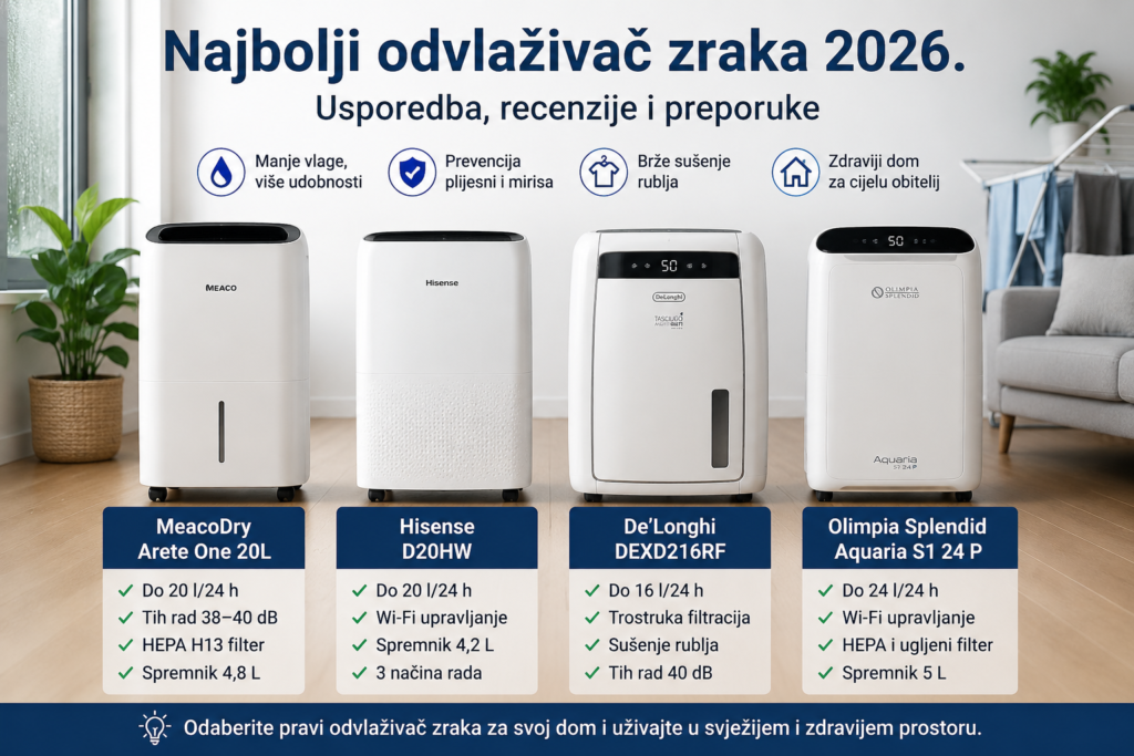 Najbolji odvlaživači zraka 2026 – usporedba i preporuke